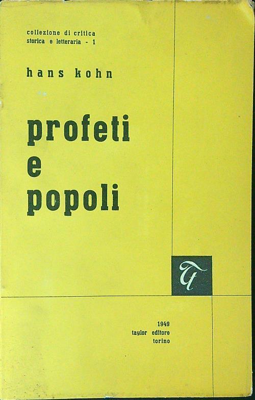 Profeti e popoli - Hans Kohn - copertina