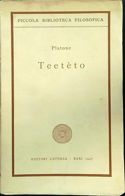 Teeteto - Platone - copertina