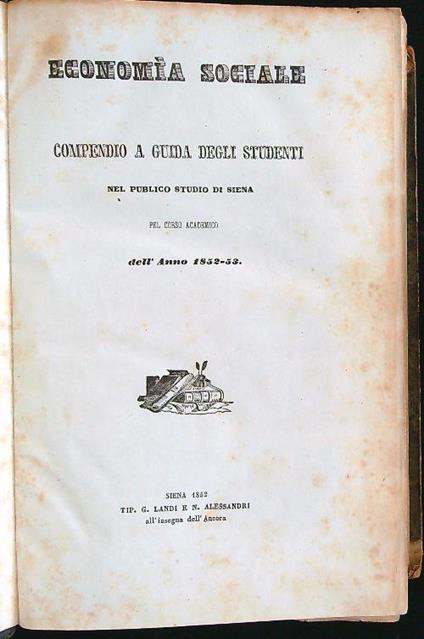 Economia sociale : compendio a guida degli studenti + Sezione seconda (in unico volume) - copertina