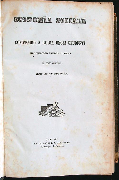 Economia sociale : compendio a guida degli studenti + Sezione seconda (in unico volume) - copertina