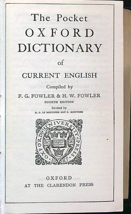 The pocket Oxford dictionary - Fowler - copertina