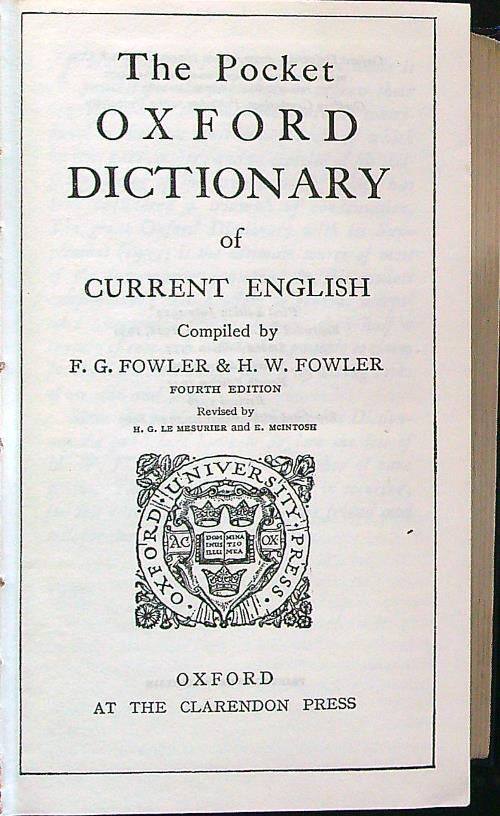 The pocket Oxford dictionary - Fowler - copertina