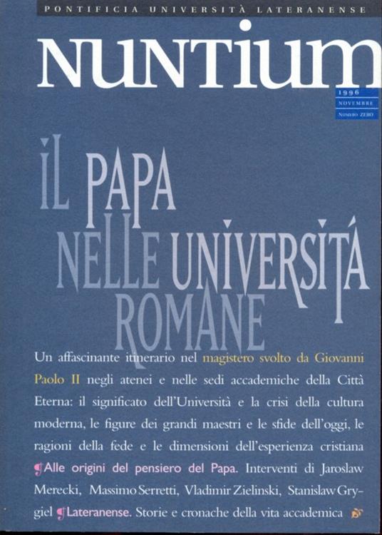 Nuntium. Numero 0/ Novembre 1996 - copertina