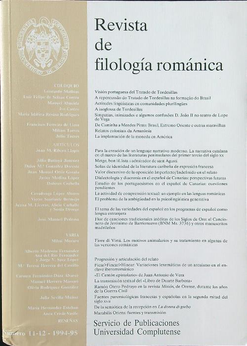 Revista de filologia romanica n. 11-12/1994-95 - copertina