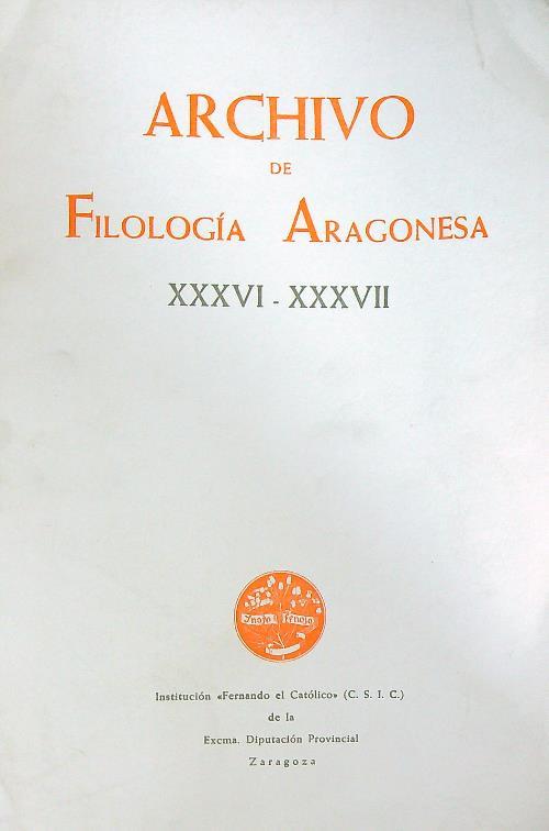 Archivo de Filologia Aragonesa XXXVI-XXXVII - copertina