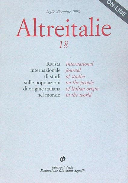 Altreitalie 18/ 1998 - copertina