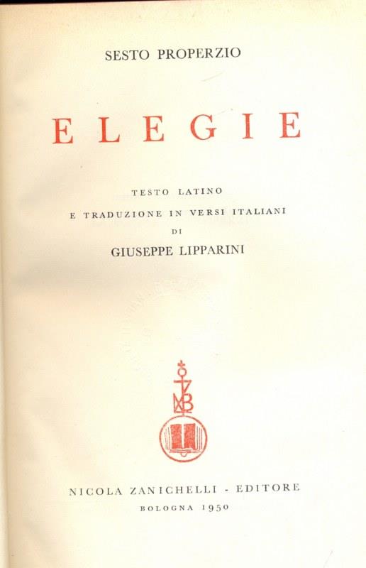 Elegie - Sesto Properzio - copertina