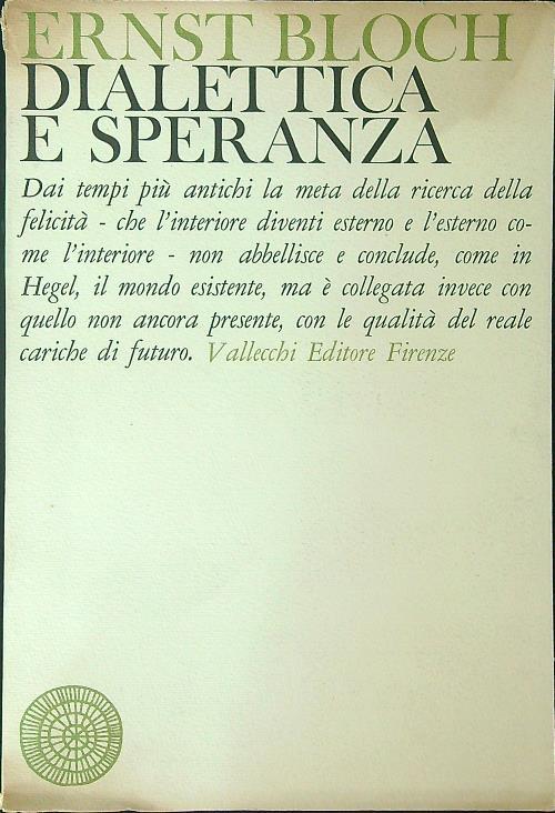 Dialettica e speranza - Ernst Bloch - copertina