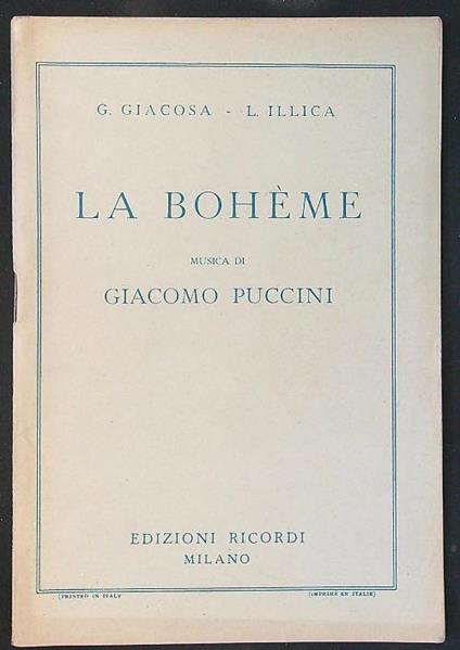 La Boheme - Puccini - copertina