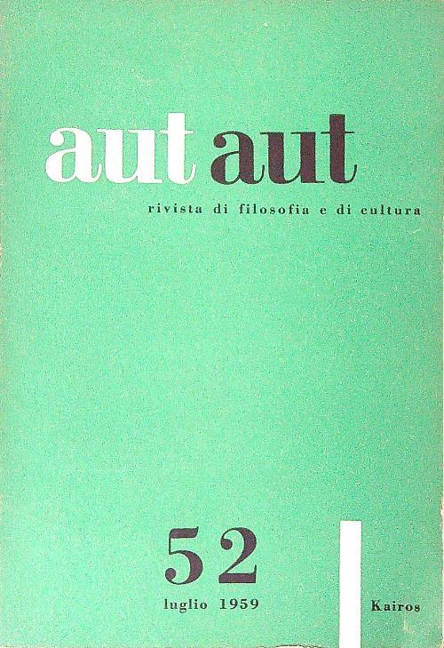 Aut Aut 52 / Luglio 1959 - copertina