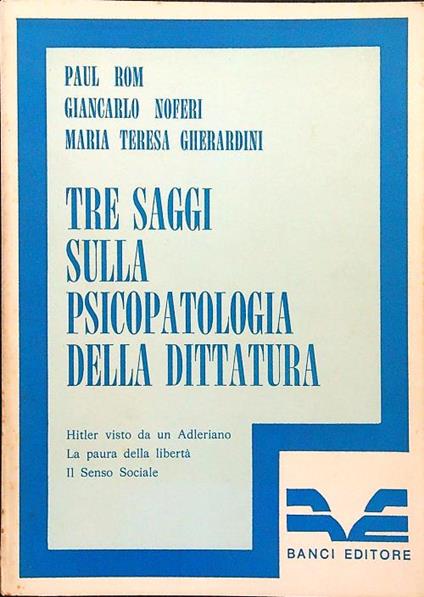 Tre saggi sulla psicopatologia della dittatura - copertina