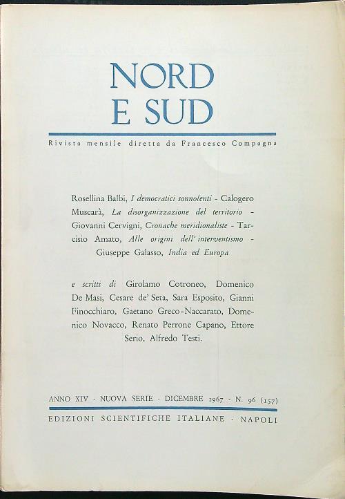 Nord e sud 157 dicembre 1967 - copertina