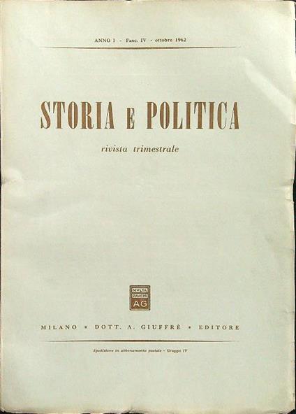 Storia e politica fasc. IV ottobre 1962 - copertina