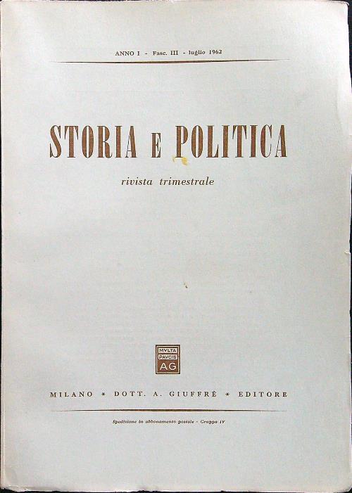 Storia e politica fasc. III luglio 1962 - copertina