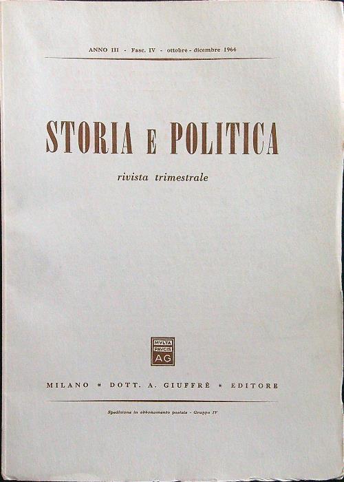 Storia e politica fasc. IV ottobre-dicembre 1964 - copertina