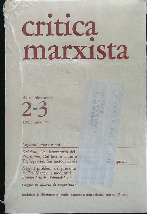 Critica marxista 2-3 1983 - copertina