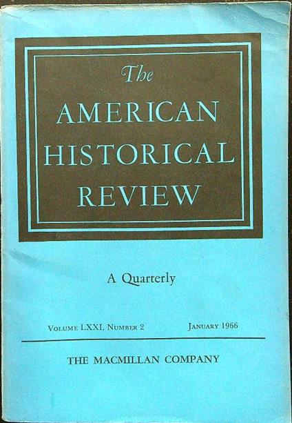 The american historical review january 1966 - copertina