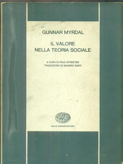 Il  valore nella teoria sociale - Gunnar Myrdal - copertina