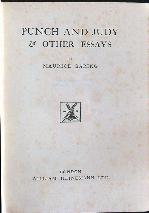 Punch and Judy and other essays - Maurice Baring - copertina