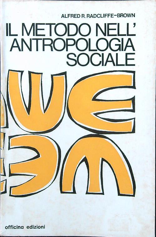 Il metodo nell'antropologia sociale - Alfred R. Radcliffe-Brown - copertina