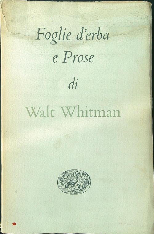 Foglie d'erba e prose - Walt Whitman - copertina