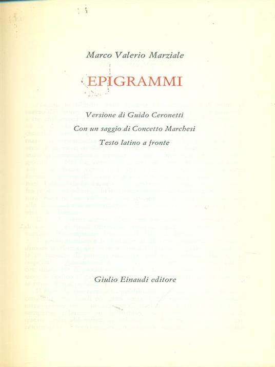 Epigrammi - Marco Valerio Marziale - copertina