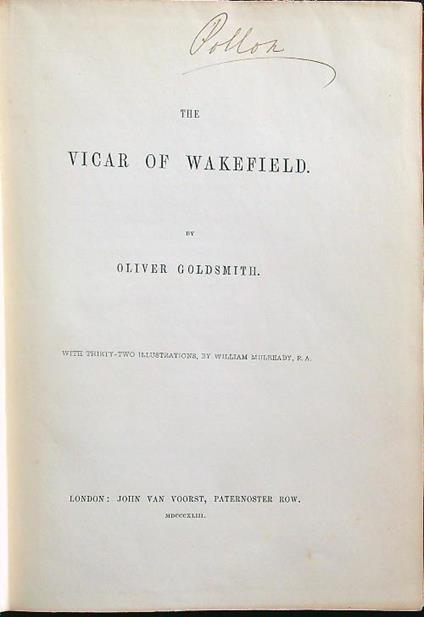 The vicar of Wakefield - Oliver Goldsmith - copertina