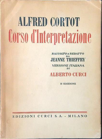 Corso d'interpretazione II edizione - Alfred Cortot - copertina