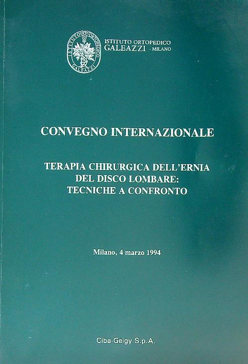 Convegno Internazionale. Terapia chirurgica dell'ernia del disco lombare - copertina