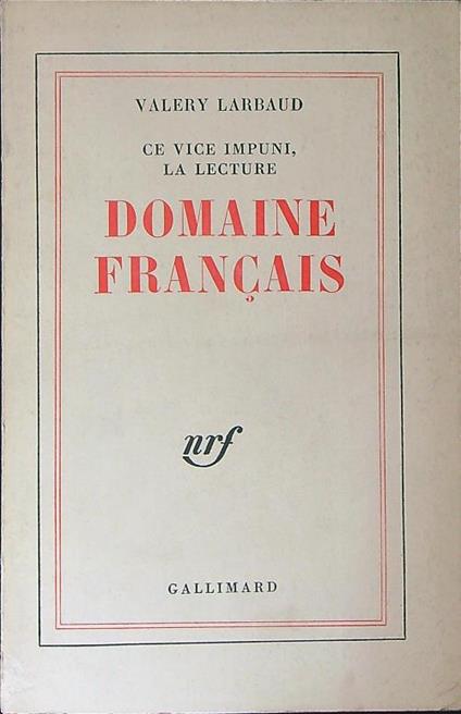 Domaine Francais - Valery Larbaud - copertina