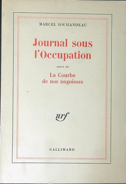 Journal sous l'occupation - Marcel Jouhandeau - copertina
