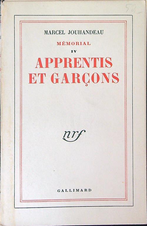 Memorial IV Apprentis et garcpns - Marcel Jouhandeau - copertina