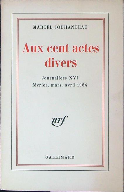 Aux cent actes divers - Marcel Jouhandeau - copertina