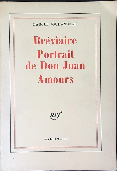 Breviaire Portrait de Don Juan Amours - Marcel Jouhandeau - copertina