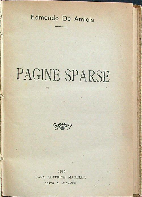 Pagine sparse - Edmondo De Amicis - copertina