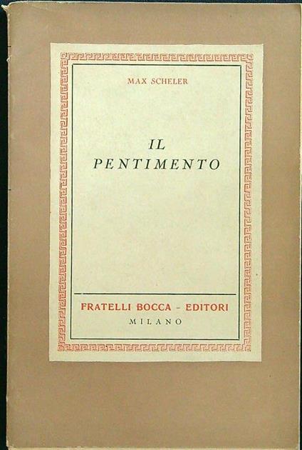 Il pentimento - Max Scheler - copertina