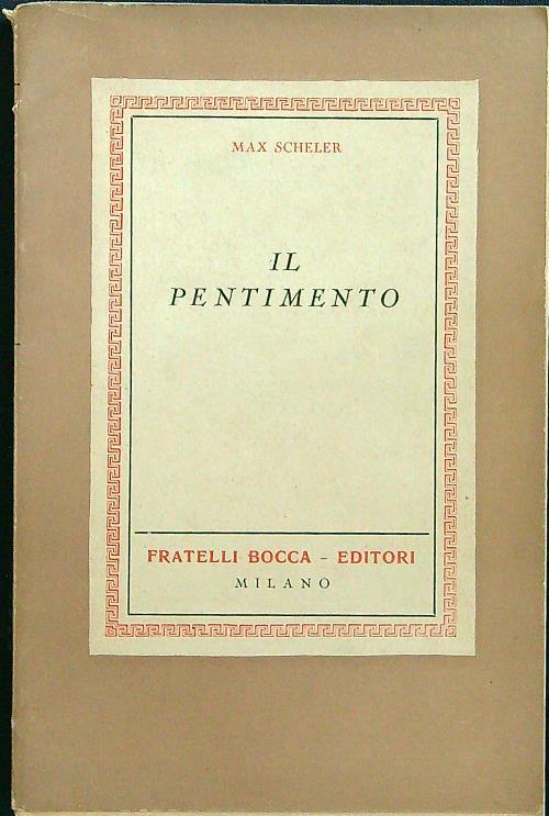 Il pentimento - Max Scheler - copertina