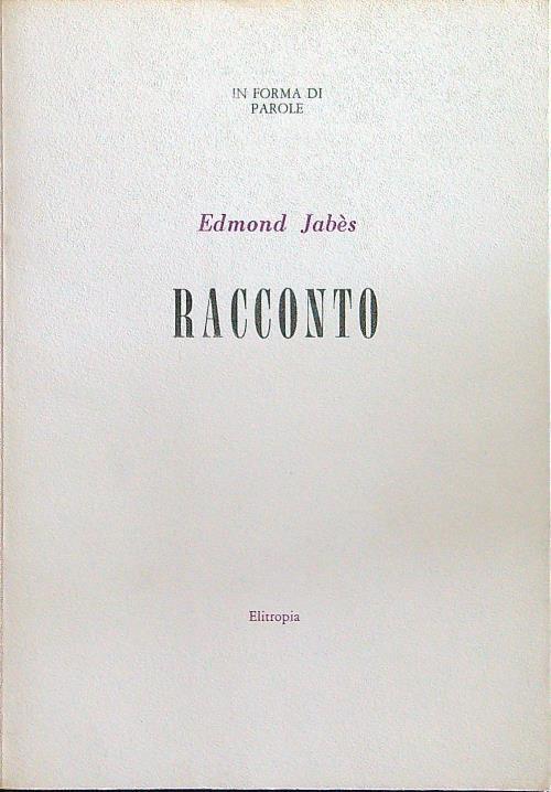 Racconto - Edmond Jabes - copertina