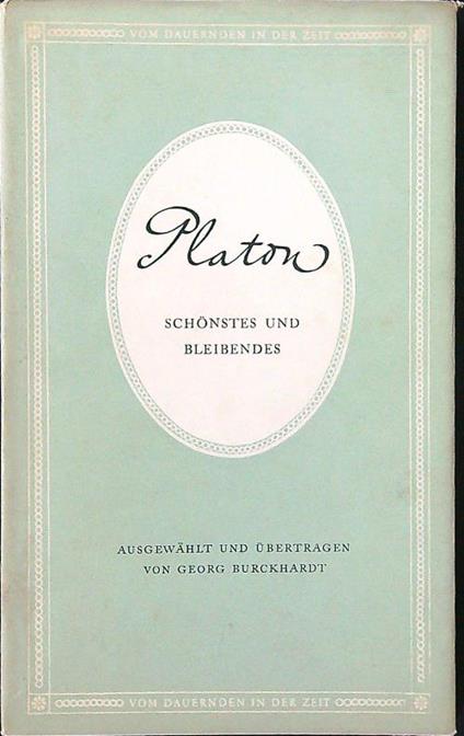 Platon der Gottliche - Georg Burckhardt - copertina