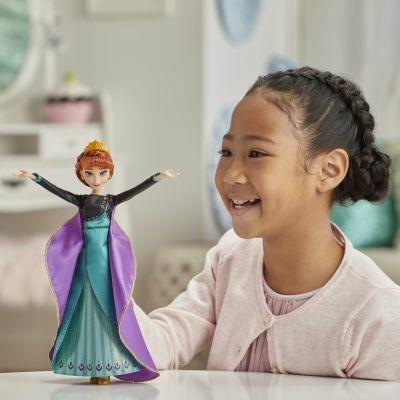 Hasbro Disney Frozen 2  Bambola Principessa Disney Anna cantante (francese) in vestito di regina  27 cm - 9