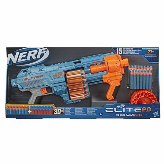 Nerf Elite 2.0 - Shockwave RD-15 (Blaster con tamburo rotante da 15 dardi,  lancio a raffica con azione a pompa - Hasbro - Nerf - Pistole e fucili -  Giocattoli