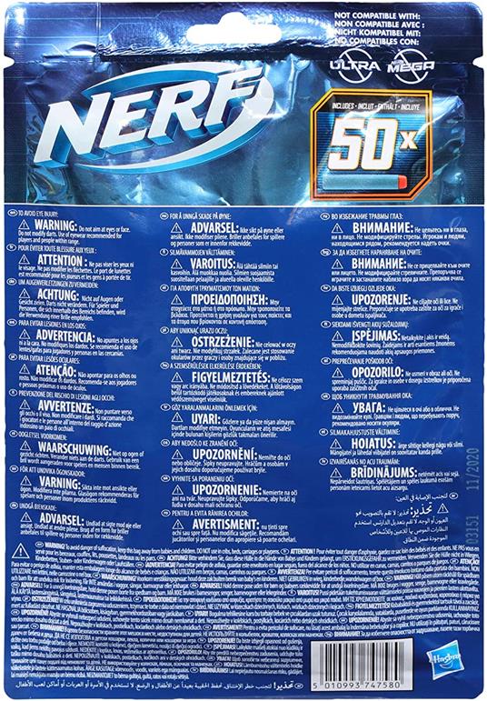 Nerf Elite 2.0 - Confezione ricarica 50 dardi - Include 50 dardi Nerf Elite 2.0 ufficiali - 4