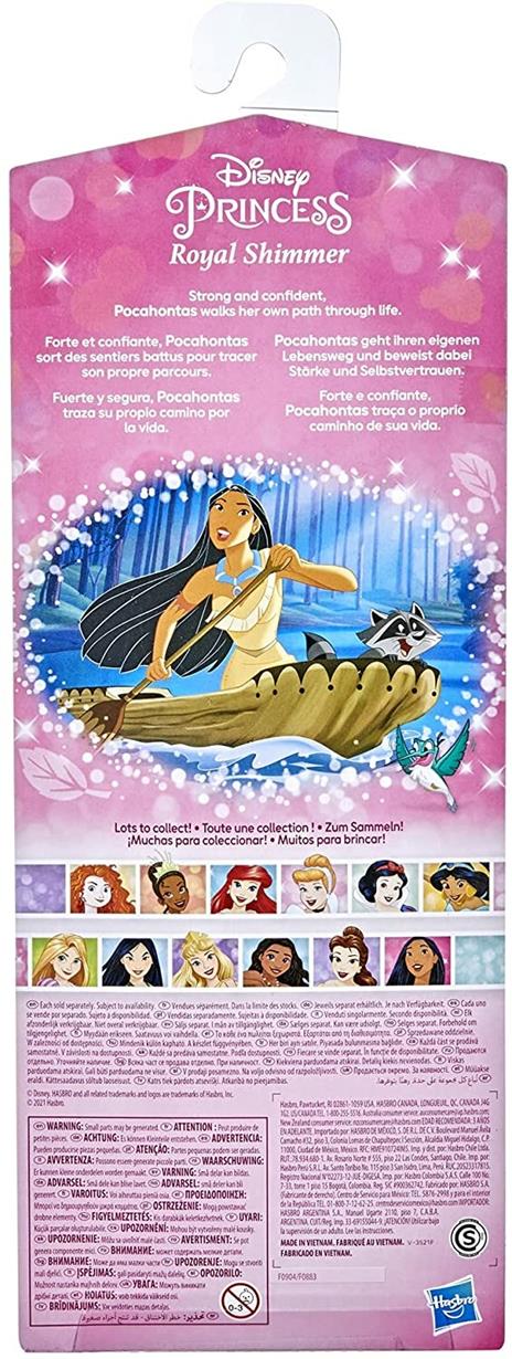 Hasbro Disney Princess Royal Shimmer - bambola di Pocahontas, fashion doll con gonna e accessori - 5