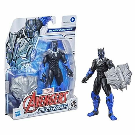 Hasbro Avengers Mech Strike - Black Panther, action figure da 15 cm e accessorio da battaglia - 3