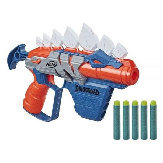 Nerf DinoSquad - Stegosmash (blaster con supporto per 4 dardi, design Stegosauro spinoso, include 5 dardi Nerf Elite)