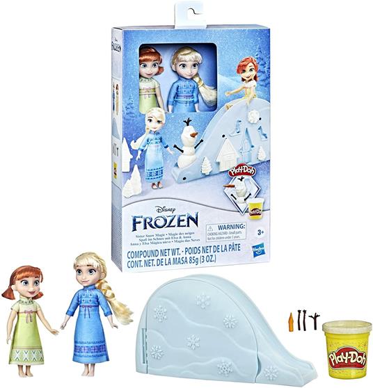 Hasbro Disney Frozen - Neve e Magia, playset con pasta da modellare  Play-Doh atossica e le bambole di Anna ed Elsa da bambine