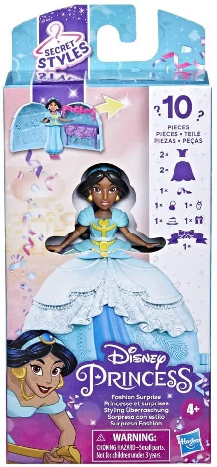 Hasbro Disney Princess- Disney Princess Secret Styles-Jasmine Sorpresa con Stile-Set di Bambole con Vestiti e Accessori-dai 4 Anni in su, Multicolore, F3468