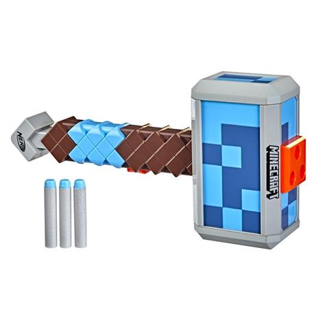 Nerf Minecraft - Martello lancia-dardi Stormlander, lancia 3 dardi, include 3 dardi originali Nerf Elite - 4