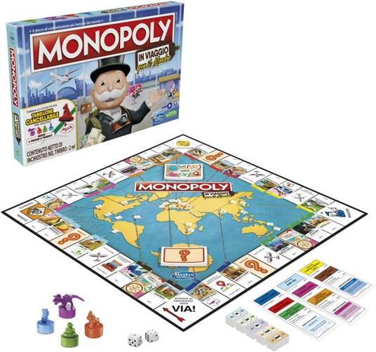 Monopoly - In Viaggio per il Mondo, gioco da tavolo per famiglie e bambini  dagli 8 anni in su - Hasbro - Games - Giochi di ruolo e strategia -  Giocattoli