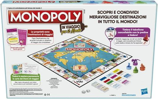 Monopoly - In Viaggio per il Mondo, gioco da tavolo per famiglie e bambini dagli 8 anni in su - 5